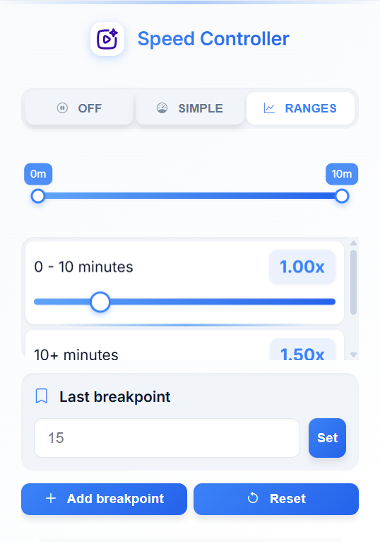 Speed Ranges Mode